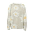 thumbnail image 4 of CALAFEBILA Winter Sweaters for Women 2023 Winter Knit Long Sweater Casual Long Sleeve Crew Neck Daisy Printed Loose Cozy Sweater Tops, 4 of 6