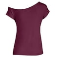 thumbnail image 4 of Red Womens Tops Women's Casual Off Shoulder Tops Short Sleeve T Shirts Loose Summer Blouse Shirts for Women, 4 of 6