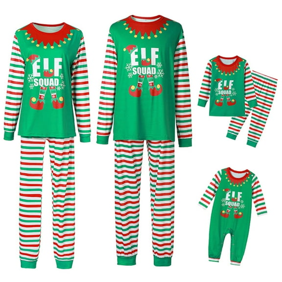 Christmas Pajamas Family Matching Sets 2021 Adults Kids Couples Holiday Pjs Xmas Green Elf Sleepwear Loungewear for Women Men