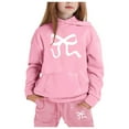 thumbnail image 1 of GDREDA Girls Sets 2 Piece Outfits Spring Children's Hoodie Set With Bow Print Pink,4-5Years, 1 of 4