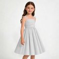 thumbnail image 6 of HAOTAGS Girls Dresses,Lightweight Sleeveless Round Neck Mid-Length Summer Bubble Dress White 6-7, 6 of 9