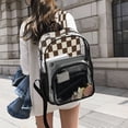 thumbnail image 6 of PVC Transparent Backpacks Clear Backpack for Travel and Outings Brown and Cream Checkered, 6 of 7