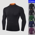 thumbnail image 4 of Hombres Camisas deportivas Camiseta de manga larga Cuello alto Rendimiento deportivo de secado rápido, 4 of 7