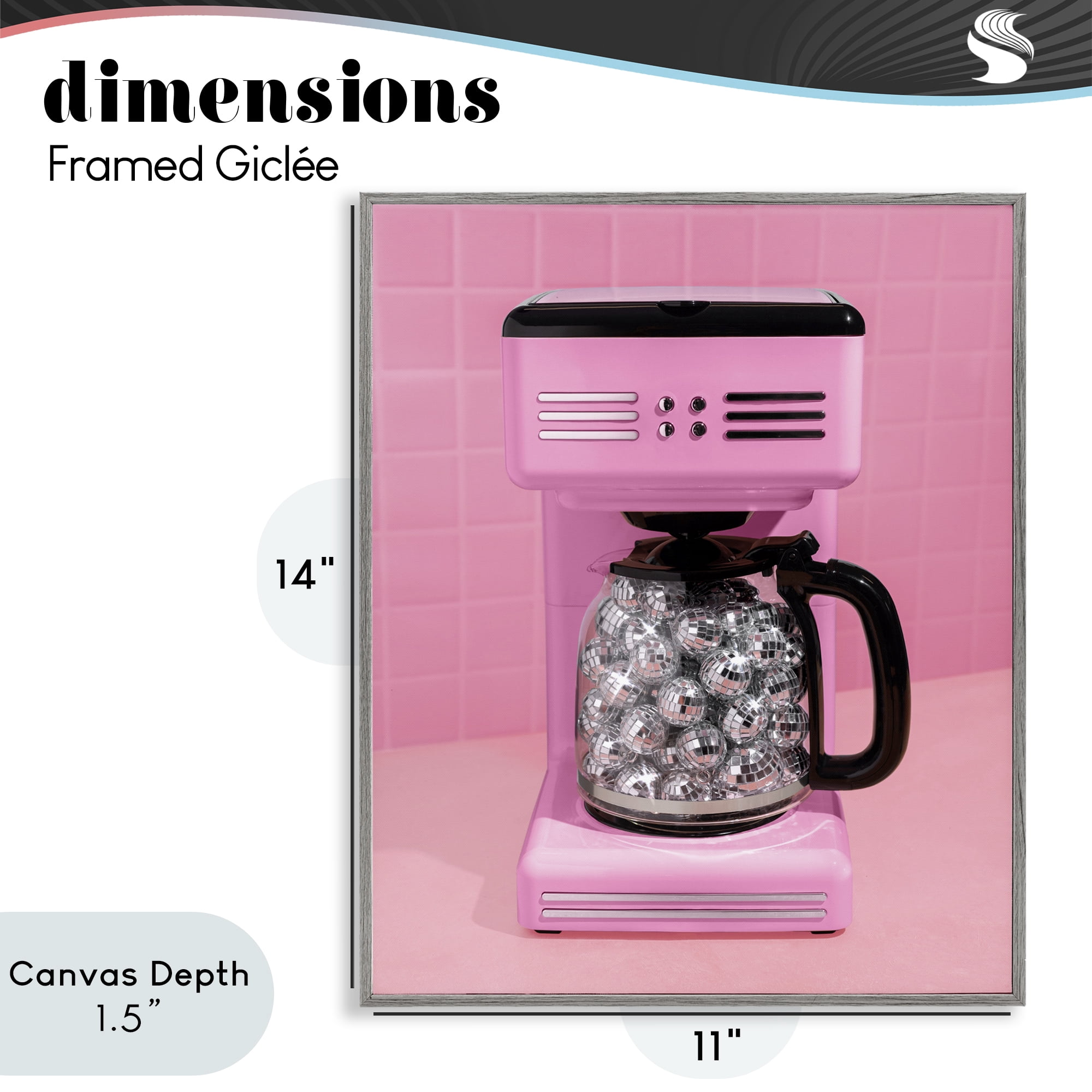 Stupell Industries Disco Coffee Over Pink Gray Framed Giclee Art, design by LISH Creative