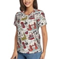 thumbnail image 2 of Xecao London Landmark1 for Women's V-Neck T-Shirts-Elegant Half-Sleeve Tops Perfect for Summer-Medium, 2 of 5