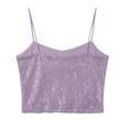 thumbnail image 6 of Wang6 Women Cropped Sequin Camisole Trendy Spaghetti Strap Sparklers Cami Tank Tops Square Neck Mardi Gras Sleeveless Undershirts Tees Purple L, 6 of 6