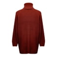 thumbnail image 2 of Gibobby SuéTer Para Mujeres Para Frío Suéter de punto de color sólido con cuello a la moda para mujer con dobladillo dividido y mangas acampanadas(Rojo,M), 2 of 5