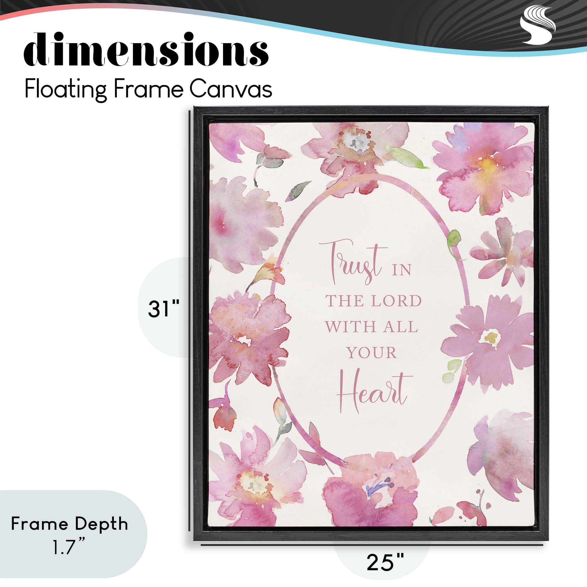 Stupell Industries Trust In The Lord Pink Blooms Black Framed Floater Canvas Wall Art, design by Theresa Heidel