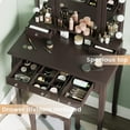 thumbnail image 5 of Afuhokles Vanity Table Set with Tri-Folding Mirror 10 LED Light 5 Drawers, Brown, 5 of 8