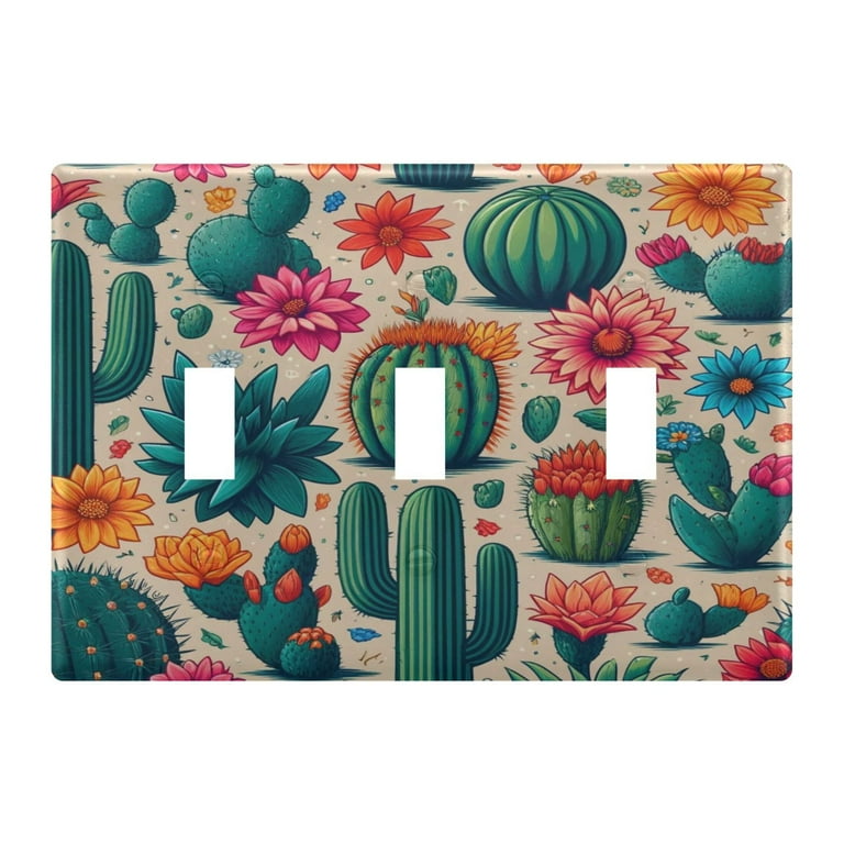 2 Gang Light Switch Cover Plate Cactus and Desert Flower Wall Plate  Decorate Electrical Outlet Cover Plates 4.56x4.48 - Walmart.com