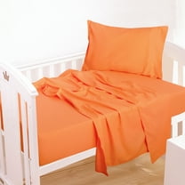 Ntbay 3-Piece Microfiber Toddler Sheet Set, Soft and Breathable Toddler Bedding Set, Include Crib Fitted Sheet Flat Sheet and Envelope Pillowcase, Orange