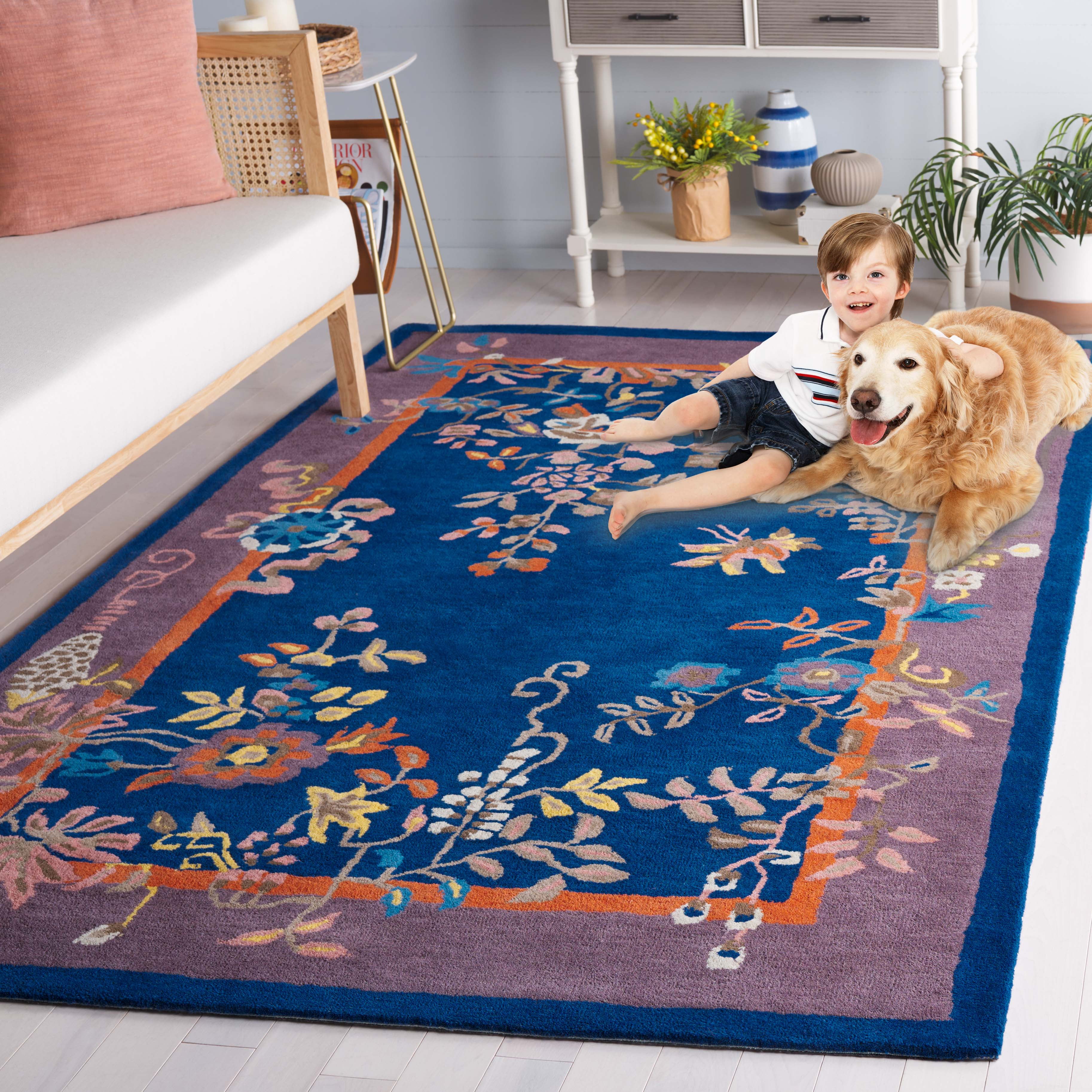 SAFAVIEH Metro Louise Floral Area Rug, Navy/Brown, 4' x 6'