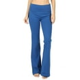 Zenana Womens & Plus Stretch Cotton Foldover Waist Bootcut Workout Yoga
