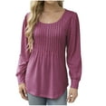 thumbnail image 2 of Wancir Sweatshirt for Women Crewneck Pleated Long Sleeve Shirts Tunic Tops Fashion 2024, 2 of 7
