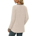 thumbnail image 6 of Long Sleeve Shirts for Women Sweaters Fall Outfits Color Block Winter Clothing Dressy Casual Soft Apricot XXL, 6 of 7