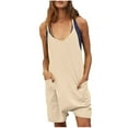 thumbnail image 2 of pstuiky Jumpsuits for Women, Women's Scoop Solid Neck Sleeveless Short Jumpsuit Strap Loose Adjustable Jumpsuits Stretchy Shorts Romper with Pockets, 2 of 5