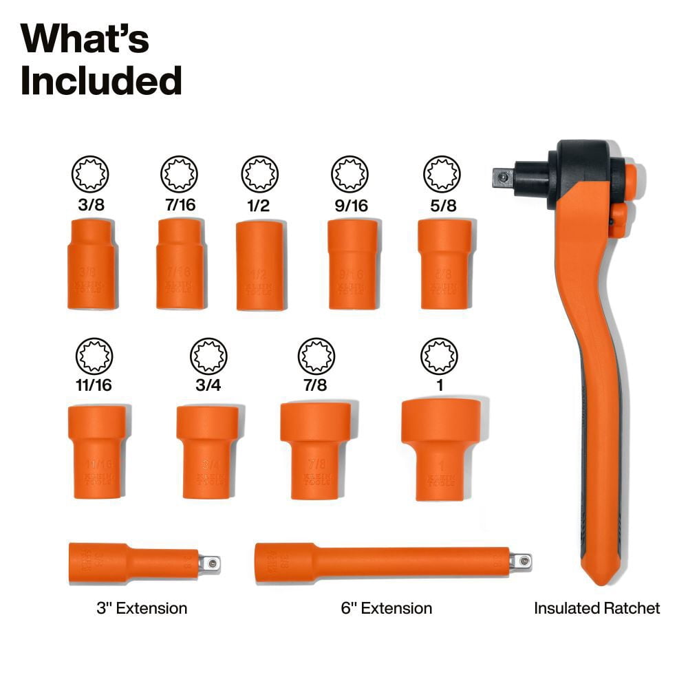 Klein Tools Insulated Ratchet And Socket Set 12 Pieces