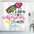 thumbnail image 1 of Saying Shower Curtain, Design Home is Wherever Im with You Saying Rainbow Heart and Stars, Fabric Bathroom Set with Hooks, 69W X 84L Inches Extra Long, Multicolor, by Ambesonne, 1 of 3