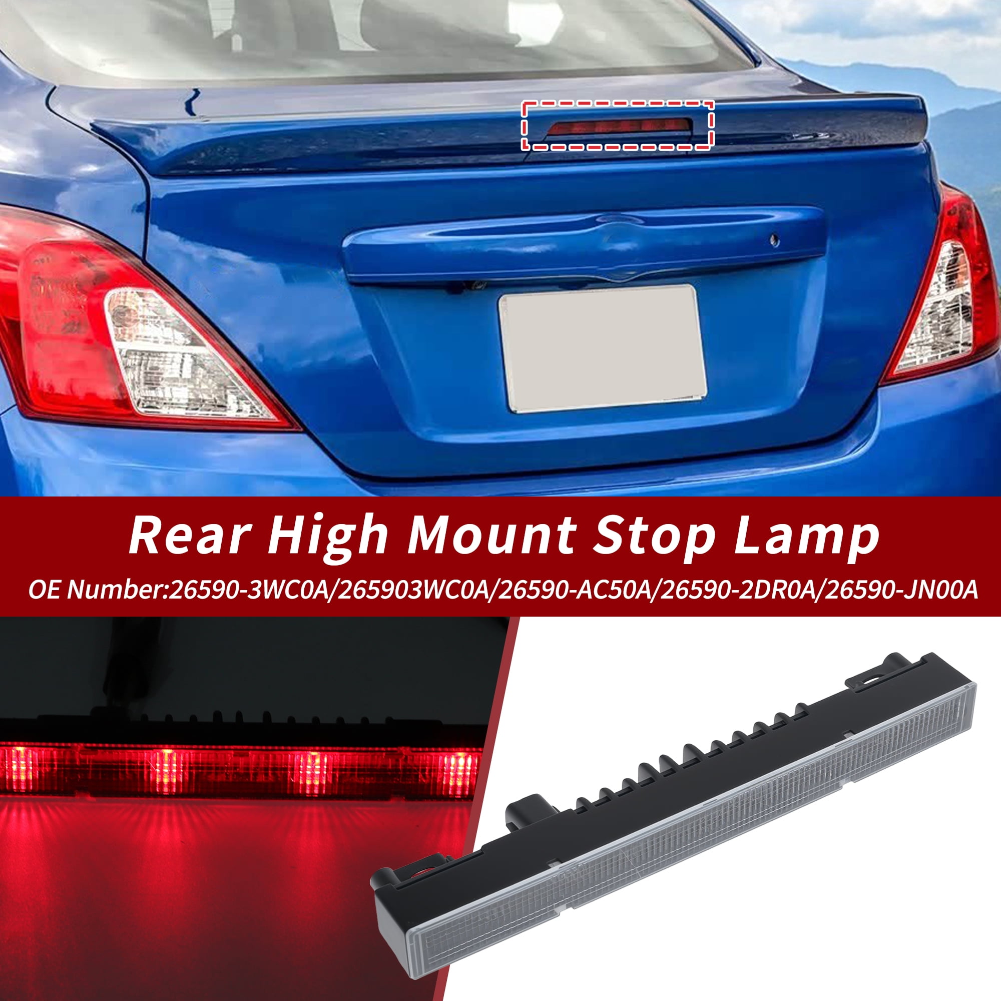Unique Bargains LED Third Brake Light Black ["for Nissan Note 2014-2019 26590-AC50A"]