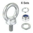 thumbnail image 3 of Unique Bargains Boulon à Œil de Levage M6 x 12mm Filetage Mâle avec Vis Hexagonale Écrou Joint pour Suspension, Acier Inoxydable, 6 Ensembles, 3 of 6