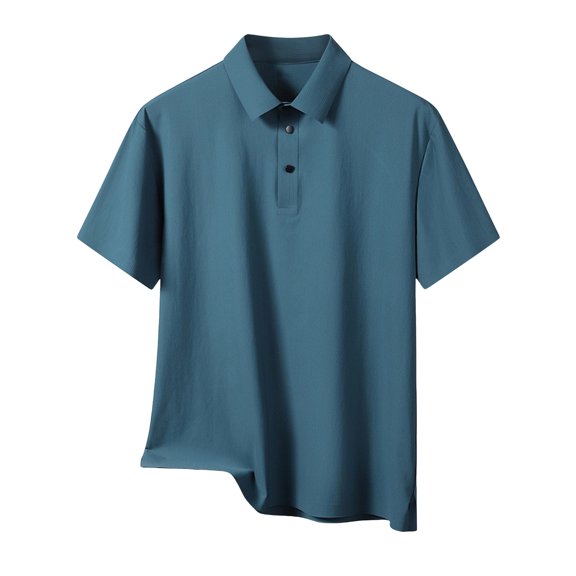 Aofany Men's Plus Size Short Sleeved T Shirt Solid Color Ice Silk Lapel Blouse Casual Baggy Sports Top