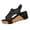 Black, variant on Women's Platform Cork Wedge Stud Orthopedic Sandals, Comfy Leather Wedge Anti-slip Slip on Platform Slippers