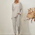 thumbnail image 4 of Meichang Women's Pajama Set 2 Piece Lounge Set Ribbed Knit Crew Neck Long Sleeve Pullover Tops Jogger Pants Set Fall Outfits Running Workout Sets Matching Tracksuit, 4 of 7