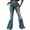 Blue, variant on qolati Women’s Skinny Bell Bottom Jeans High Waisted Stretch Tummy Control Flared Jeans Casual Wide Leg Long Denim Pants with Pockets