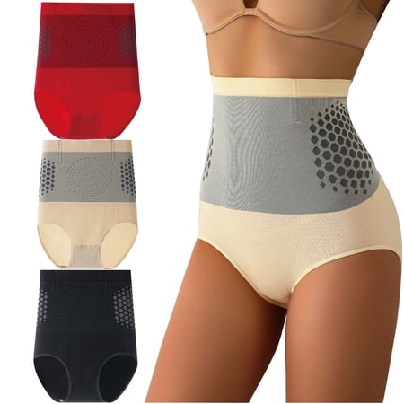 RotHome Shapewear Tummy Control for Women, High Waisted Body Shaper Underwear, Seamless Briefs Panty Girdle, Compression Slimming Undergarments, Beige, L