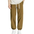 thumbnail image 2 of Hiking Pants for Men Big and Tall with Pockets M-8X Plus Size Relaxed Jogger Sweatpants Casual Solid Drawstring Elastic Waist Comfort Tapered Trousers, 2 of 7