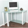 thumbnail image 3 of RTA Home & Office CT-013W Frosted Tempered Glass Gloss White Corner Computer Desk, 3 of 3