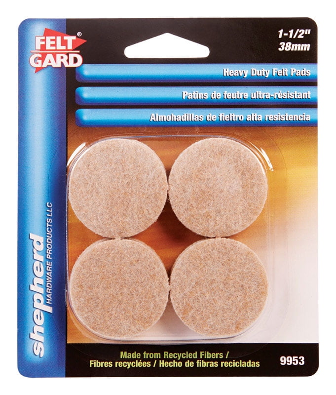 Shepherd 9953 11/2" Beige Heavy Duty Felt Gard Felt Pads, 8 Count
