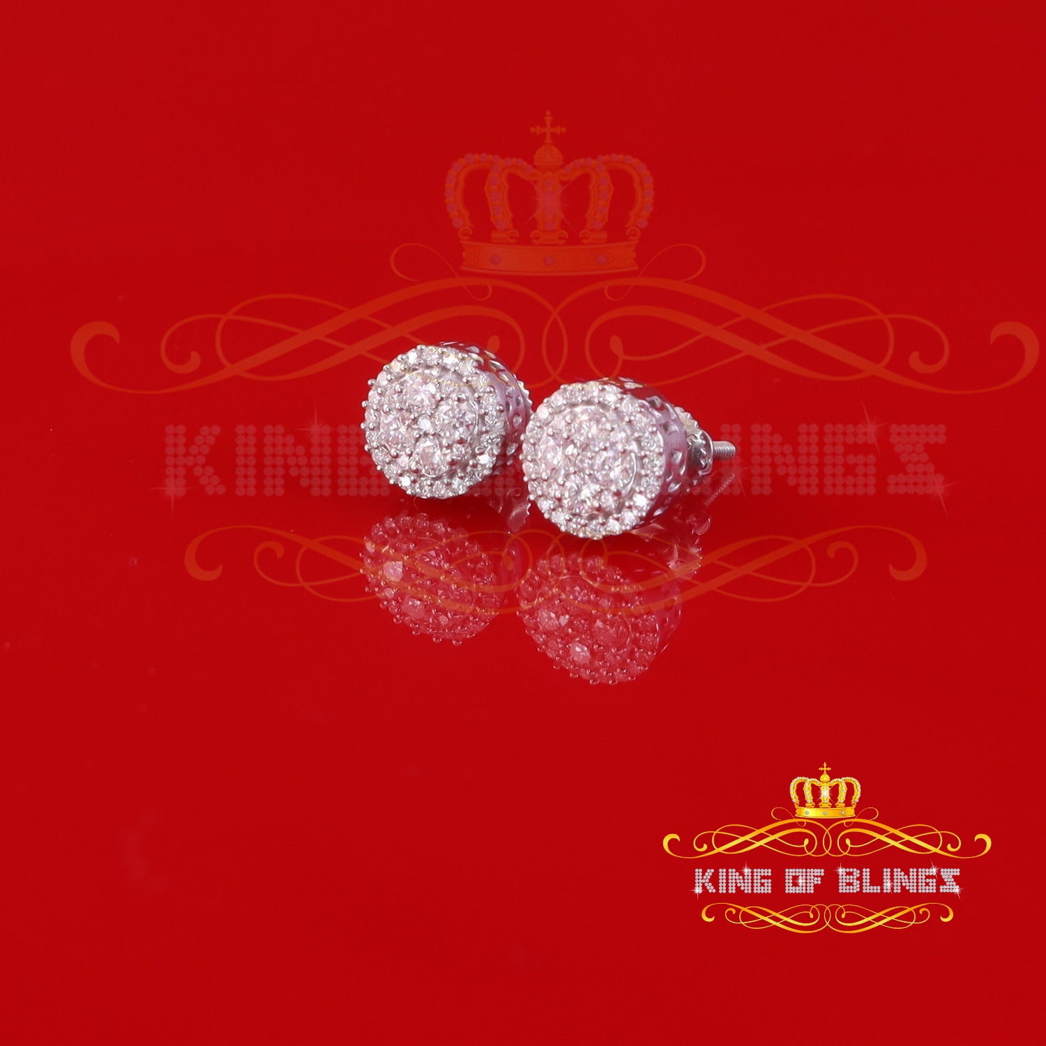 King of Bling's Men's/Womens 925 Sterling Silver White 0.50ct VVS 'D' Moissanite Stud Earrings