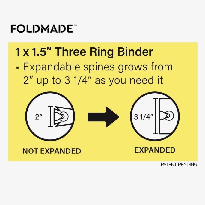 Foldmade Paperboard 3-Ring Binder, 1.5" Malibu Green, 275 Sheets