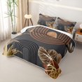 thumbnail image 3 of Erosebridal Tropical Leaf Twin Quilt Set for Women Men, Boho Minimalst Line Print Twin Coverlet Set, 2pcs, 3 of 7
