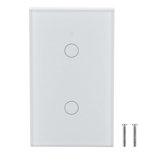 Interruptor de luz con pantalla táctil WiFi inteligente, diseño de círculo único para Alexa y Google, control de 2 vías, CA 90-250 V, blanco, enchufe de EE. UU.