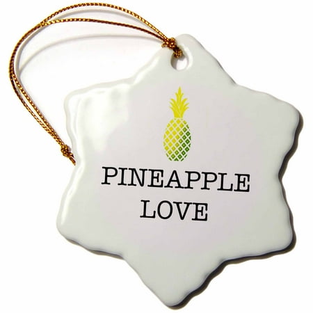 Christmas Pineapple - 3dRose PINEAPPLE LOVE - Snowflake Ornament, 3-inch