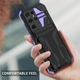 thumbnail image 6 of Feishell for Samsung Galaxy S22 Ultra Wallet Case Credit Card Holder Stand Kickstand Rugged Hard PC + Soft TPU Shockproof Heavy Duty Defender Armor [Military Grade Protection] Grip Case, Purple, 6 of 9
