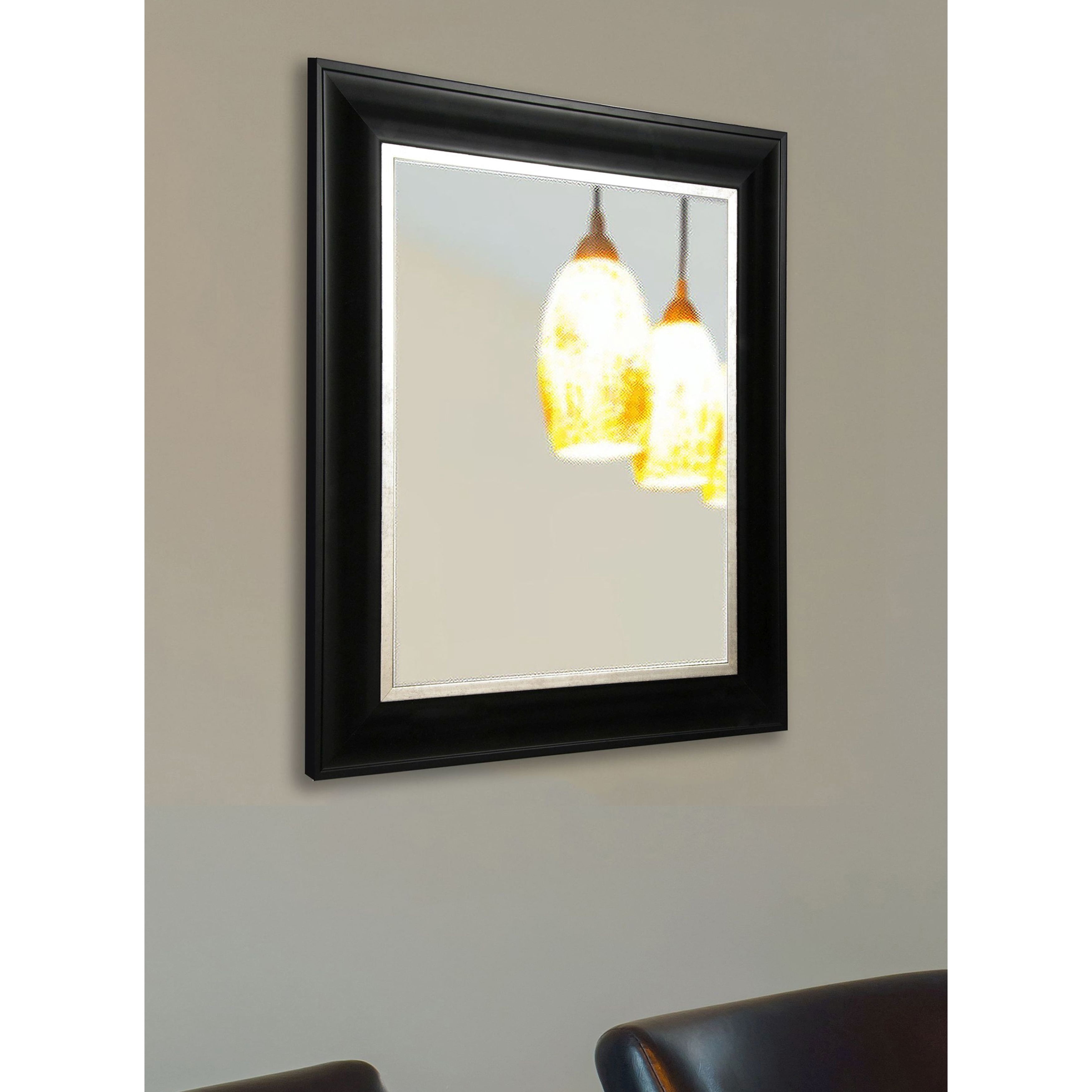 Rayne Stately Black and Aged Silver Wall Mirror - (Small Medium)