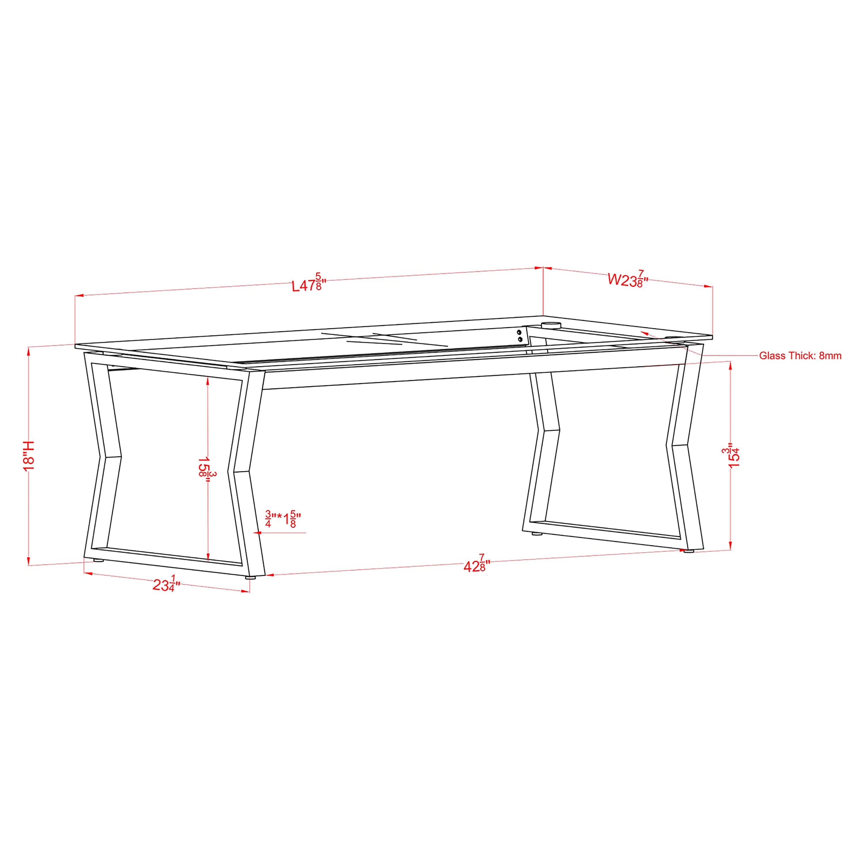 Furniture of America Liak Glass Top Coffee Table, Chrome
