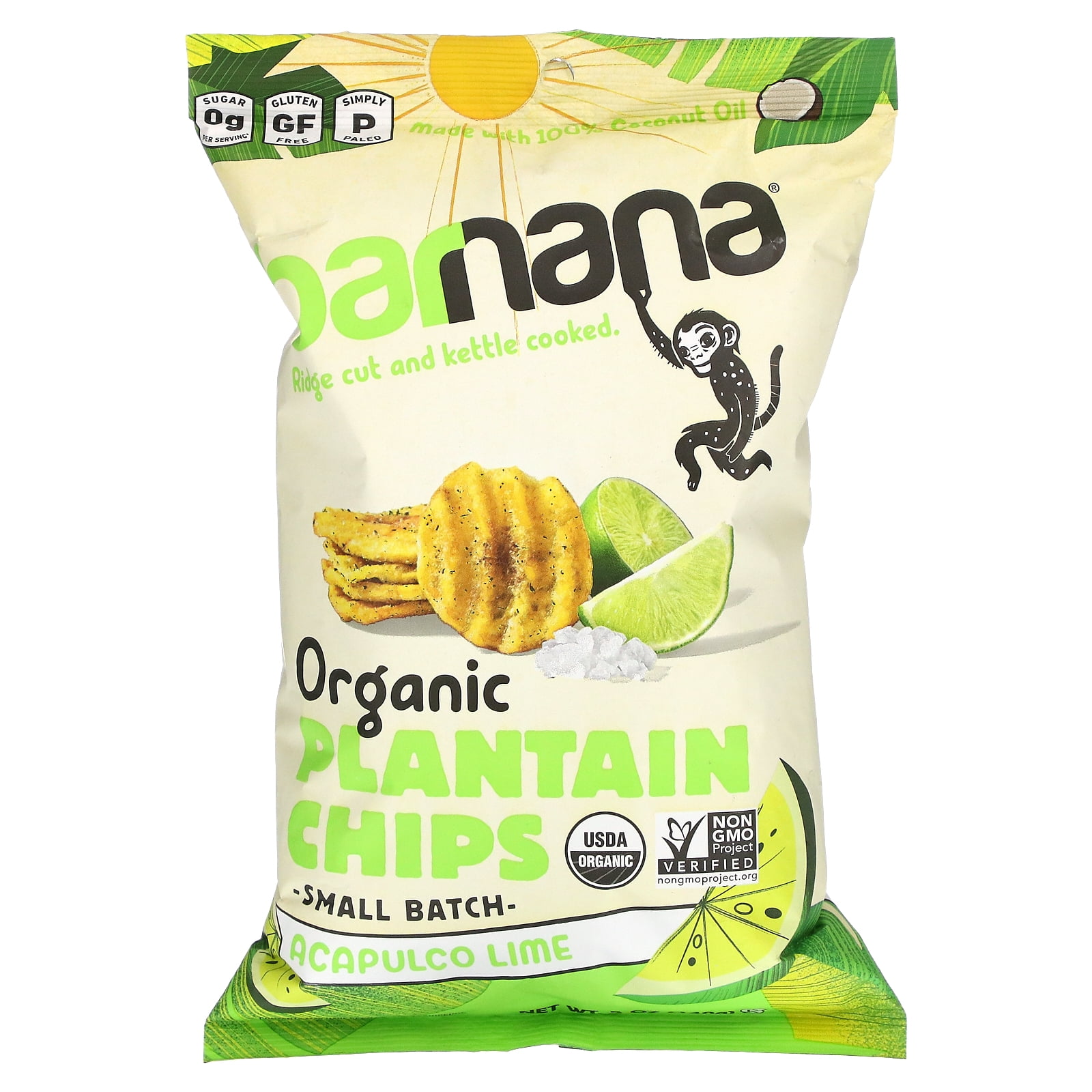 Barnana Organic Ridged Plantain Chips Acapulco Lime 5 oz