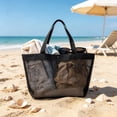 thumbnail image 4 of MMJ Mesh Beach Bag Portable Shoulder Tote 16.14x6.69x10.63in Small Folding Shopping Bag Travel Storage, 4 of 6