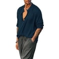 thumbnail image 1 of Faithtur Men's Casual Henley Shirt, Solid Color Short Sleeve Button-Down Loose Tops Summer Daily T-Shirts, 1 of 3