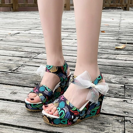 

mtvxesu Womens Sandals Women s Platform Sandals Wedge Heels Solid Color Fish Mouth Heels Sandals for Girls Office Summer Savings