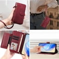 thumbnail image 5 of Funda para Motorola Edge 30 con cremallera tipo cartera, tarjetero, marco de fotos, soporte y cordón, de piel sintética. rojo, 5 of 5