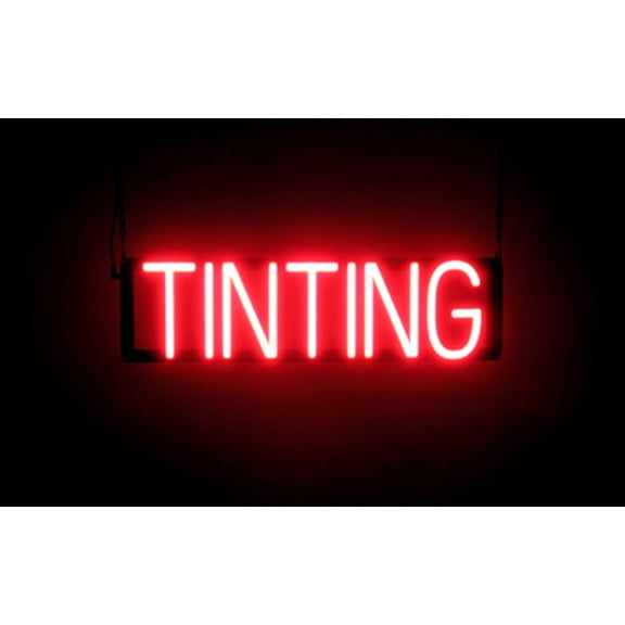 SpellBrite TINTING LED Sign for Business. 23.0" x 6.3" Red TINTING Sign Has Neon Sign Look With Energy Efficient LED Light Source. Visible from 500 Feet, 8 Animation Settings.