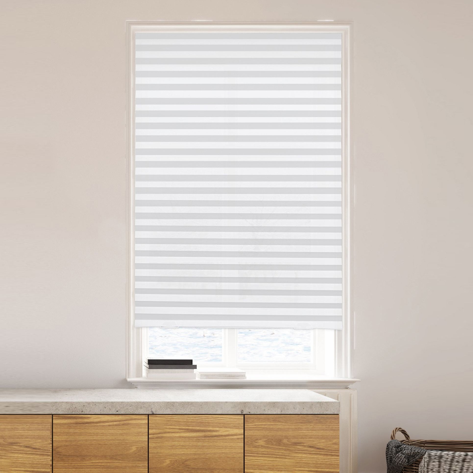 NEW Pleated Fabric Window Shades Blinds Cordless Light Filtering White 48" x 72" 