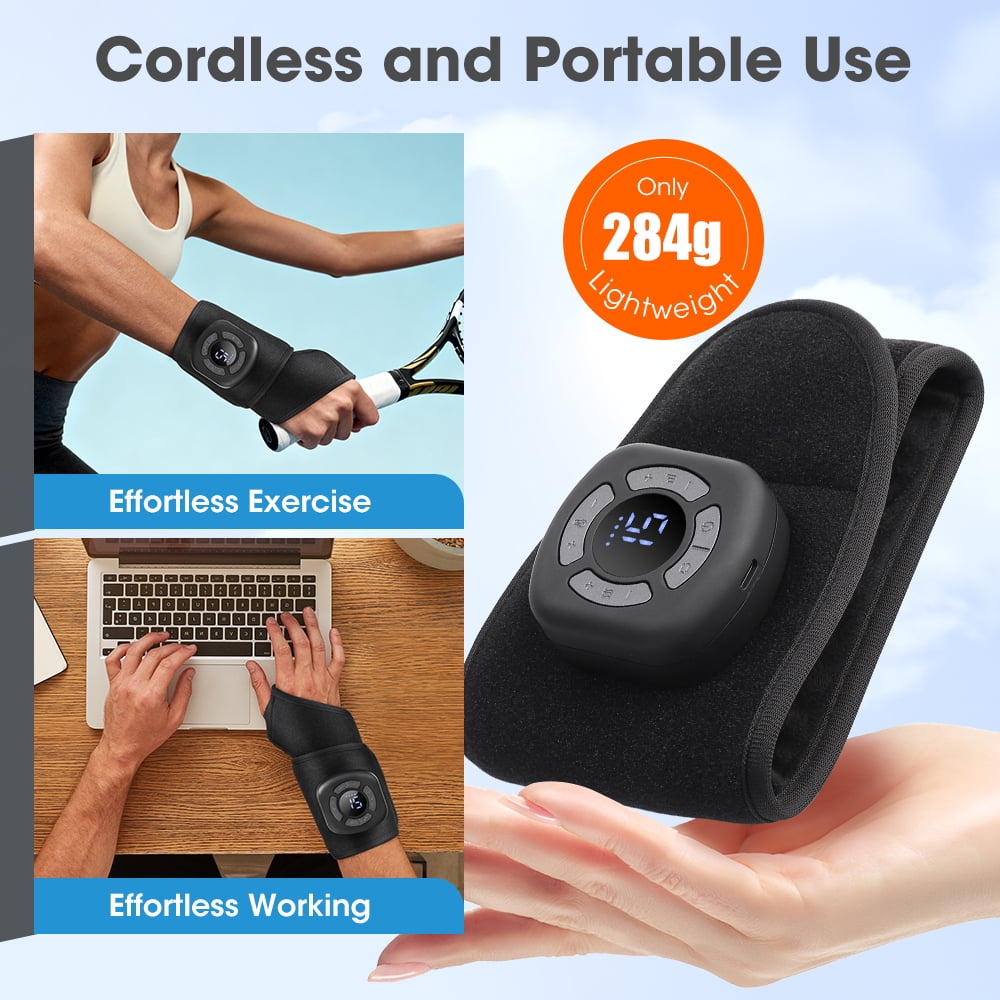 Wrist Hand Massage Heating Pad, Air Compression Wrist Massager with Adjustable Vibration and Heat, Cordless Heated Wrist Brace for Circulation - Left Right Hand