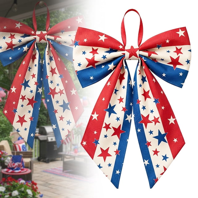 Nœud Rouge, Blanc et Bleu, Grands Nœuds Rouges Blancs et Bleus pour Décoration de Porte d'Entrée, Couronnes, Bandes du 4 Juillet. Décorations Patriotiques pour la Fête de l'Indépendance.