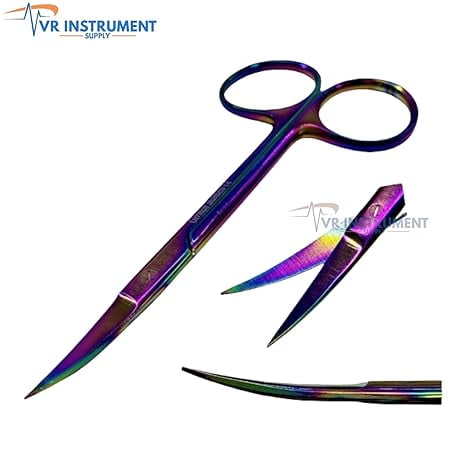 VR Instrument Supply Curved Fine-Point Scissors 4.5'' with Black Handle– German Stainless CE